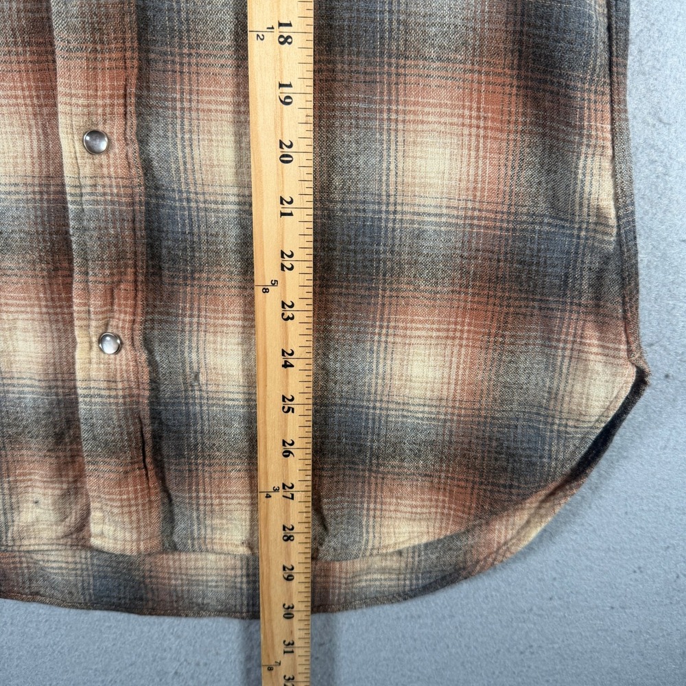 Pendleton High Grade Western Wear Mens M Wool Plaid Snap Button Flannel Shirt - Picture 8 of 15